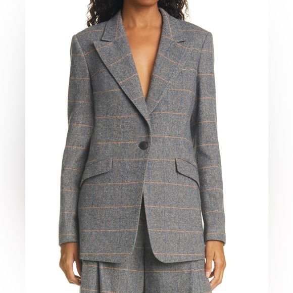Rag Bone Gray Annie Plaid Wool Blazer Classic Fit BlazerSize